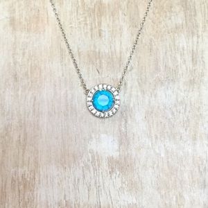 Sterling Silver Aqua Turquoise Blue Stone Necklace